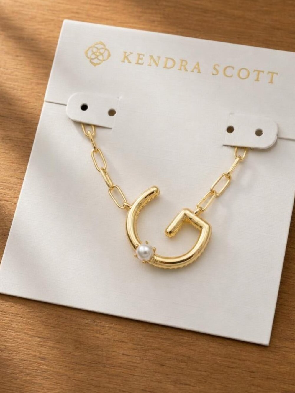 Kendra Scott Letter G Gold Pearl Pendant Necklace